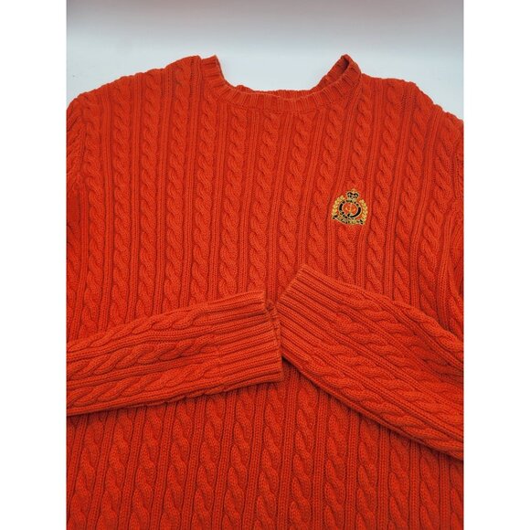 Lauren Ralph Lauren Sweaters - Lauren Ralph Lauren LG Crew Cable Knit Sweater Chunky Preppy Academia Orange